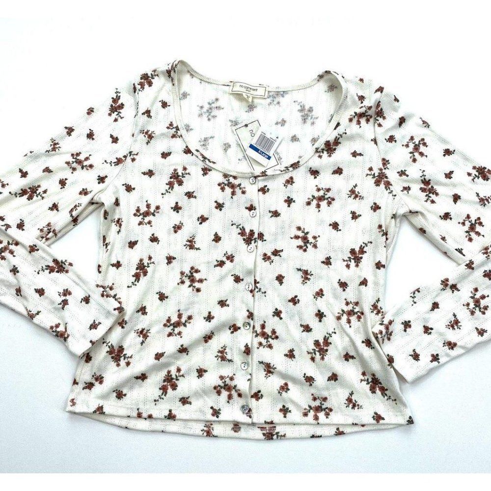 No Comment Blouse Top XL Juniors' White Floral New